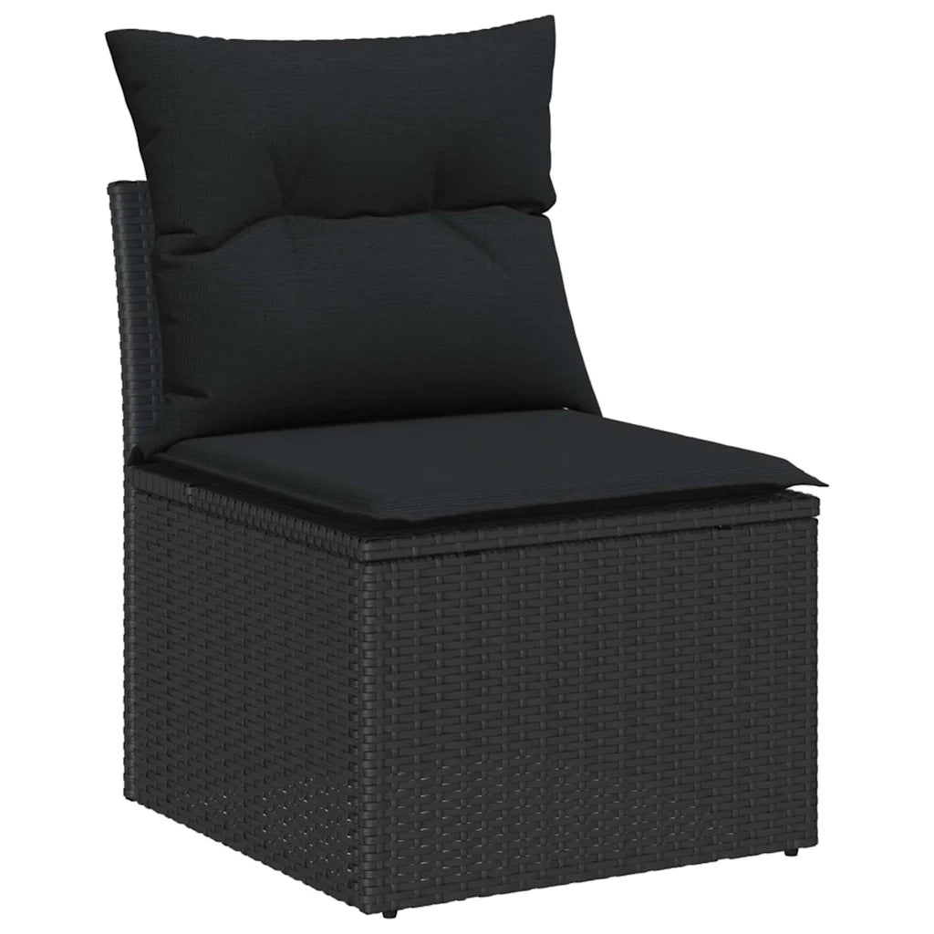 Set di divani con cuscino 6 pcs Nero polyrattan