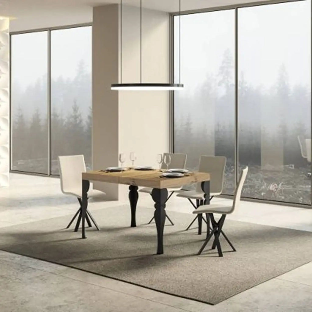 Tavolo allungabile 130/390x90 cm Paxon Premium colore quercia natura gambe antracite