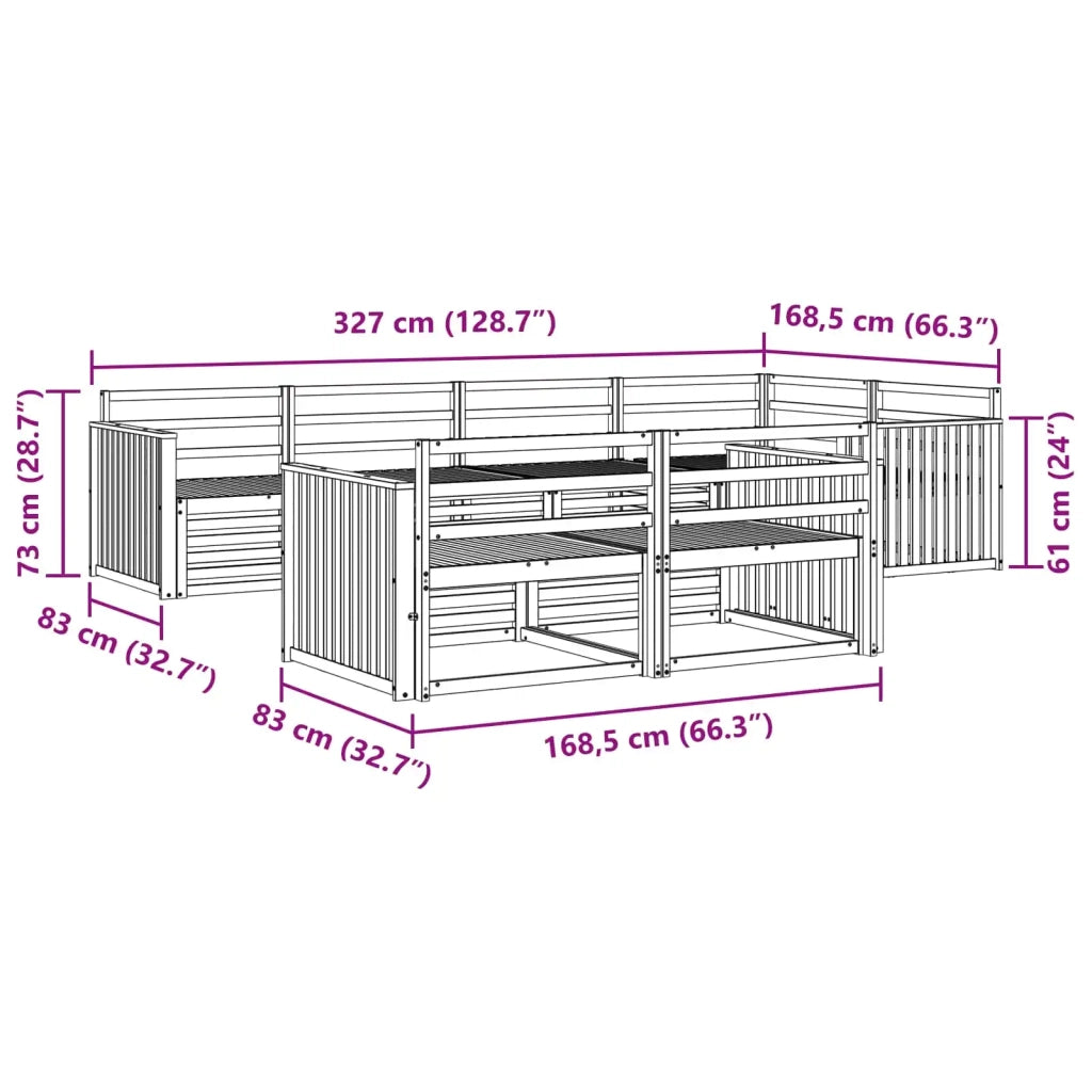 Set di divani da esterno 7 pcs Naturale 3373614