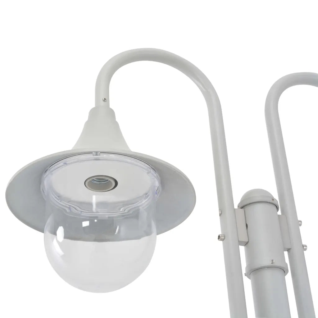 Lampione da Giardino E27 220 cm Alluminio 2 Lampade Bianco CFW4673725