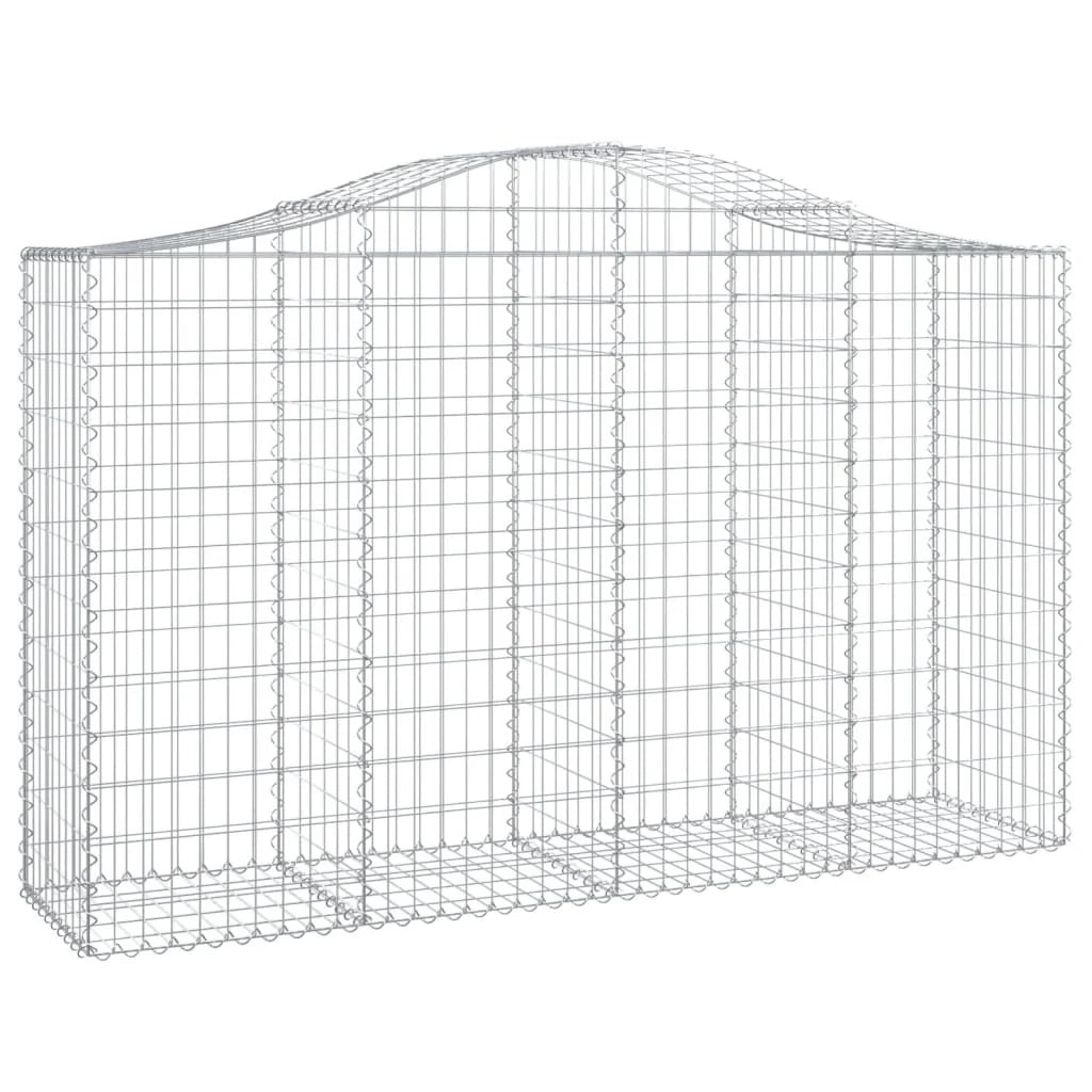 Cestini gabbioni recinzione a gabbia muro di contenimento ad arco 1 set da 2 200 x 50 x 120/140 cm ferro zincato argento 02_0040529