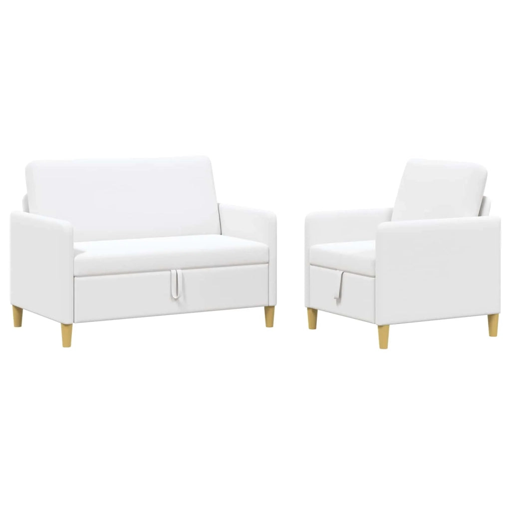 Set di Divani con Storage 2 pcs Bianco Poliestere 3429159