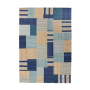 Tappeto Kilim Intenso 300 in Lana e Cotone Blu e Beige