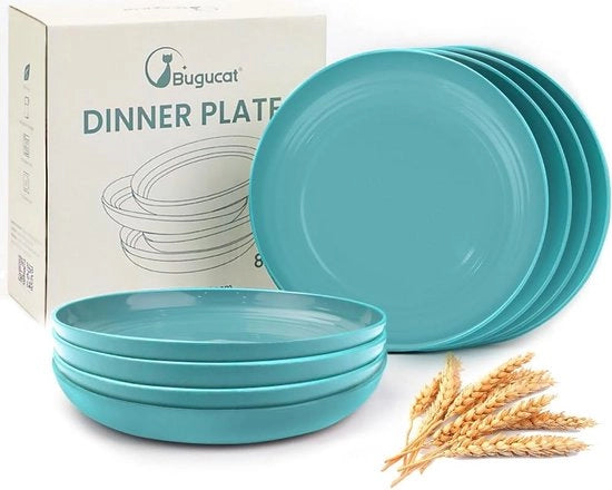 Set di piatti in plastica, 8 pezzi, 23 cm, piatti in plastica PP, servizio da campeggio, resistente a microonde e lavastoviglie, piatti piatti leggeri, riutilizzabili, piatti per insalata, pizza, pasta.
