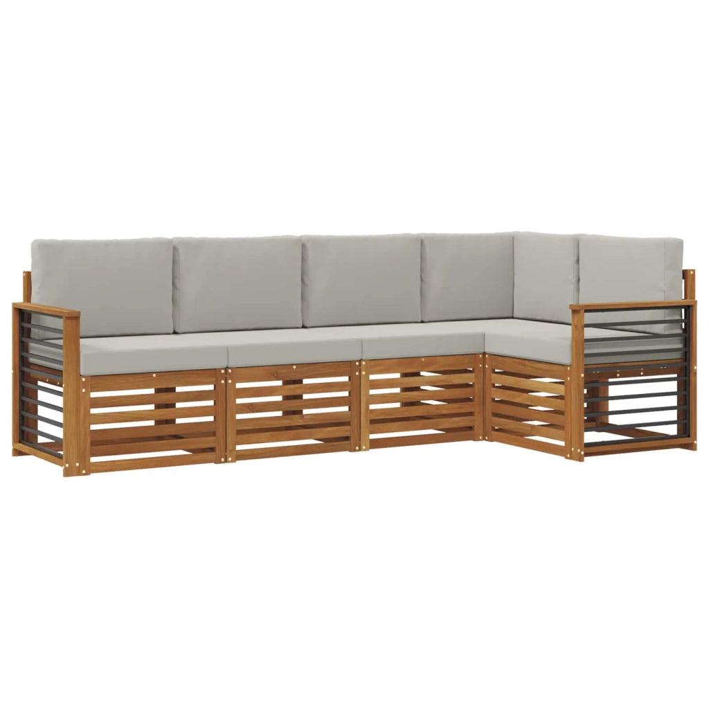 Set divano sezionale con cuscino 5 pcs Grigio Naturale e Chiaro 3374821