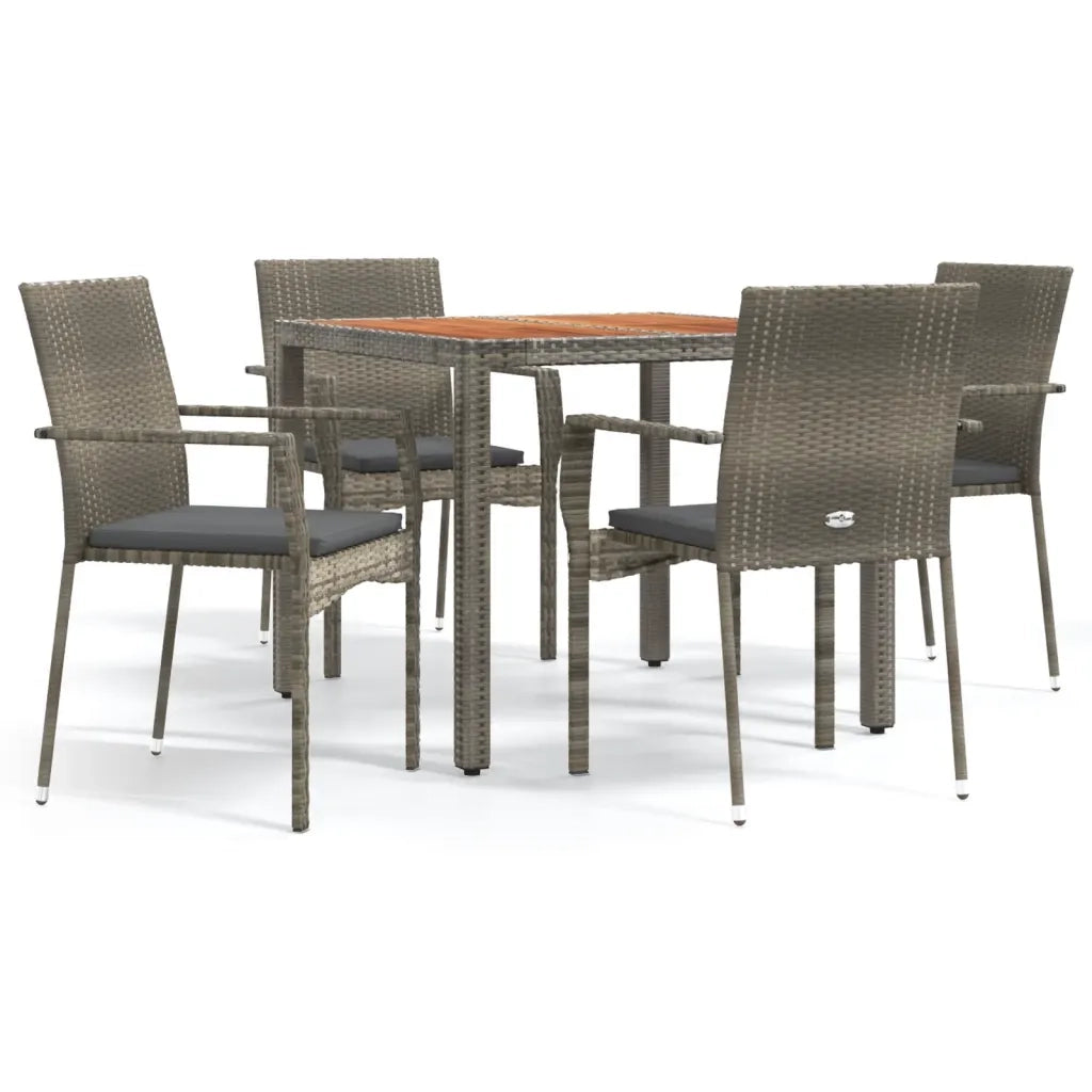 Set da Pranzo da Giardino 5 pz con Cuscini in Polyrattan Grigiocod mxl 76454