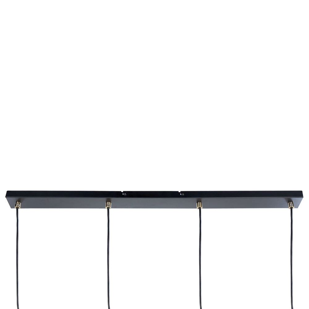 Lampadario in metallo con 4 paralumi in vetro bianco nero e ottone camera da letto soggiorno elegante