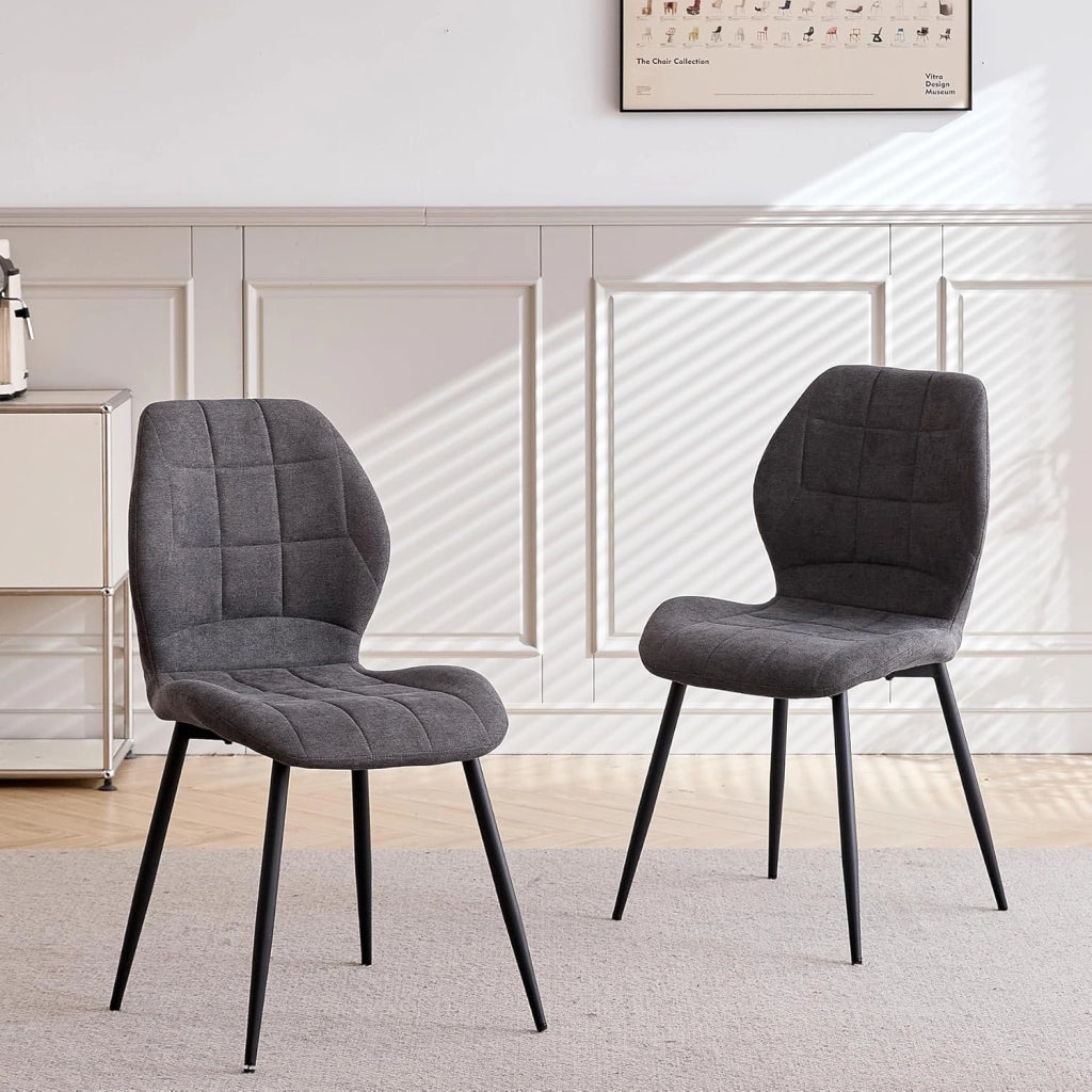 GrandCA HOME Set tavolo e sedie da pranzo nordico, tavolo da pranzo rotondo 115 * 115 * 73 cm e 4 sedie da cucina imbottite, adatto per cucina, sala da pranzo e soggiorno (Grigio)