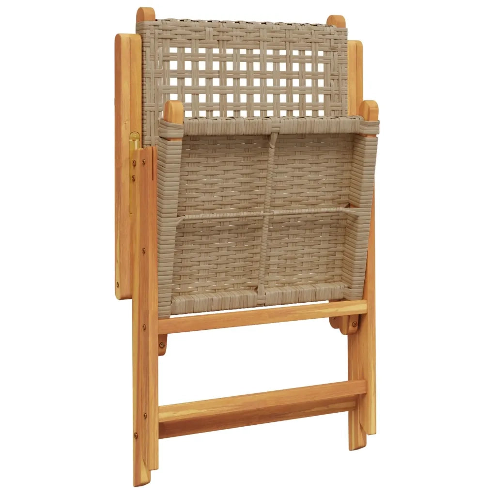 Sedie da Giardino 2 pz | Sedie da Esterno Beige Legno Massello Acacia e Polyrattan