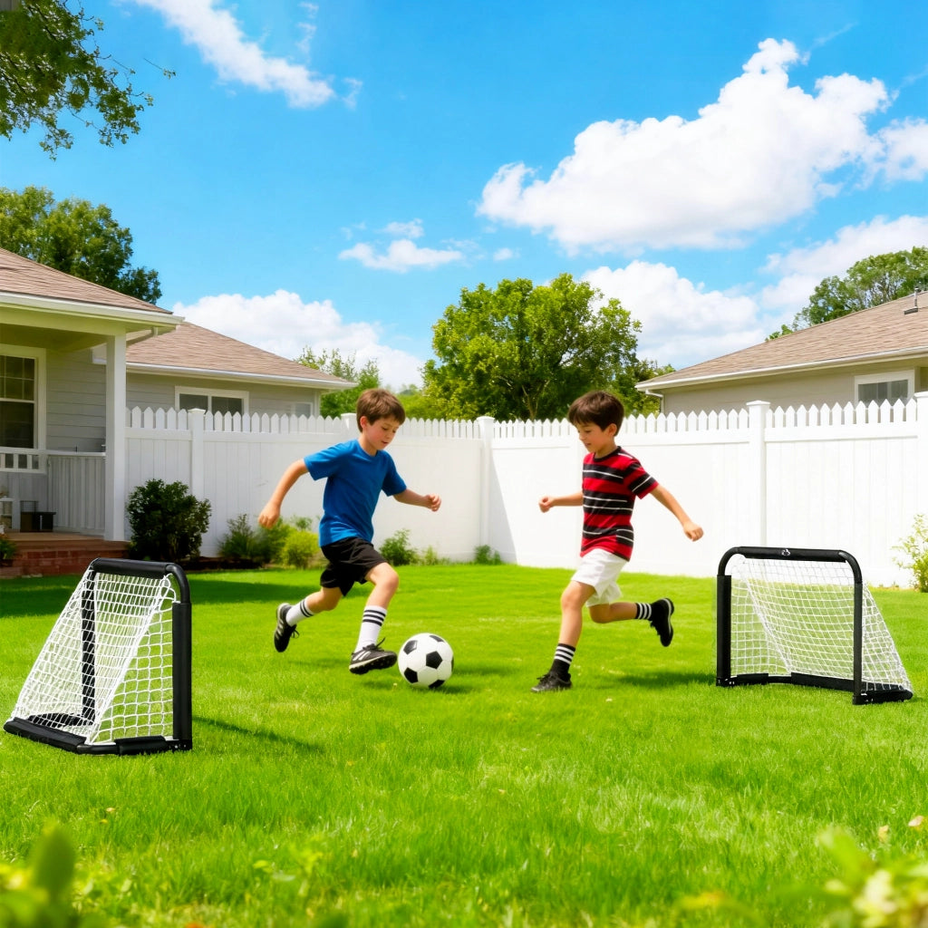 Set di 2 Porte da Calcio Pieghevoli per Esterno ¨C zephmum ¨C Nero 90x36x60 cm