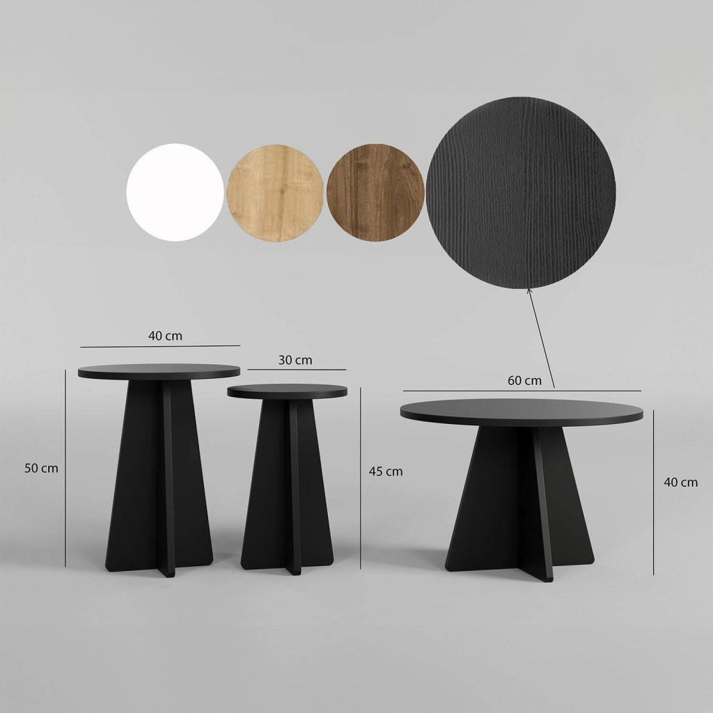 Cargeghe, Tavolino da Salotto Forma Rotonda, 60x60x40h cm Nero