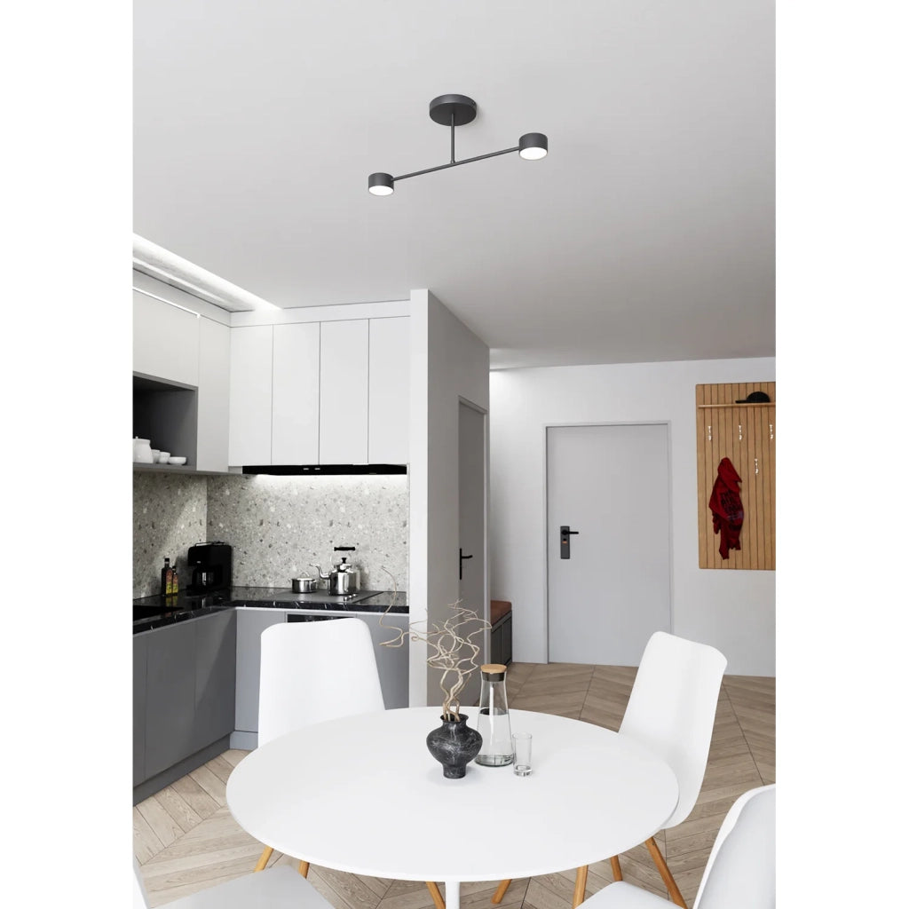 Plafoniera Moderna Thor 2 Luci Nera