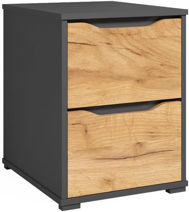Credenza Ruben, Quercia dorata, 40.2 x 53.6 cm con cassetti, adatto come comodino per letti boxspring