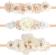 Set di cinture per capelli 3 pezzi - Nylon morbido - Cintura elastica per capelli - Accessori per bambini - Comfortevole forma di passo - Stili unici - Cinture per capelli per bambini