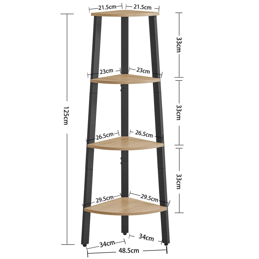 Scaffale angolare a scala Sonoma in metallo nero e rovere