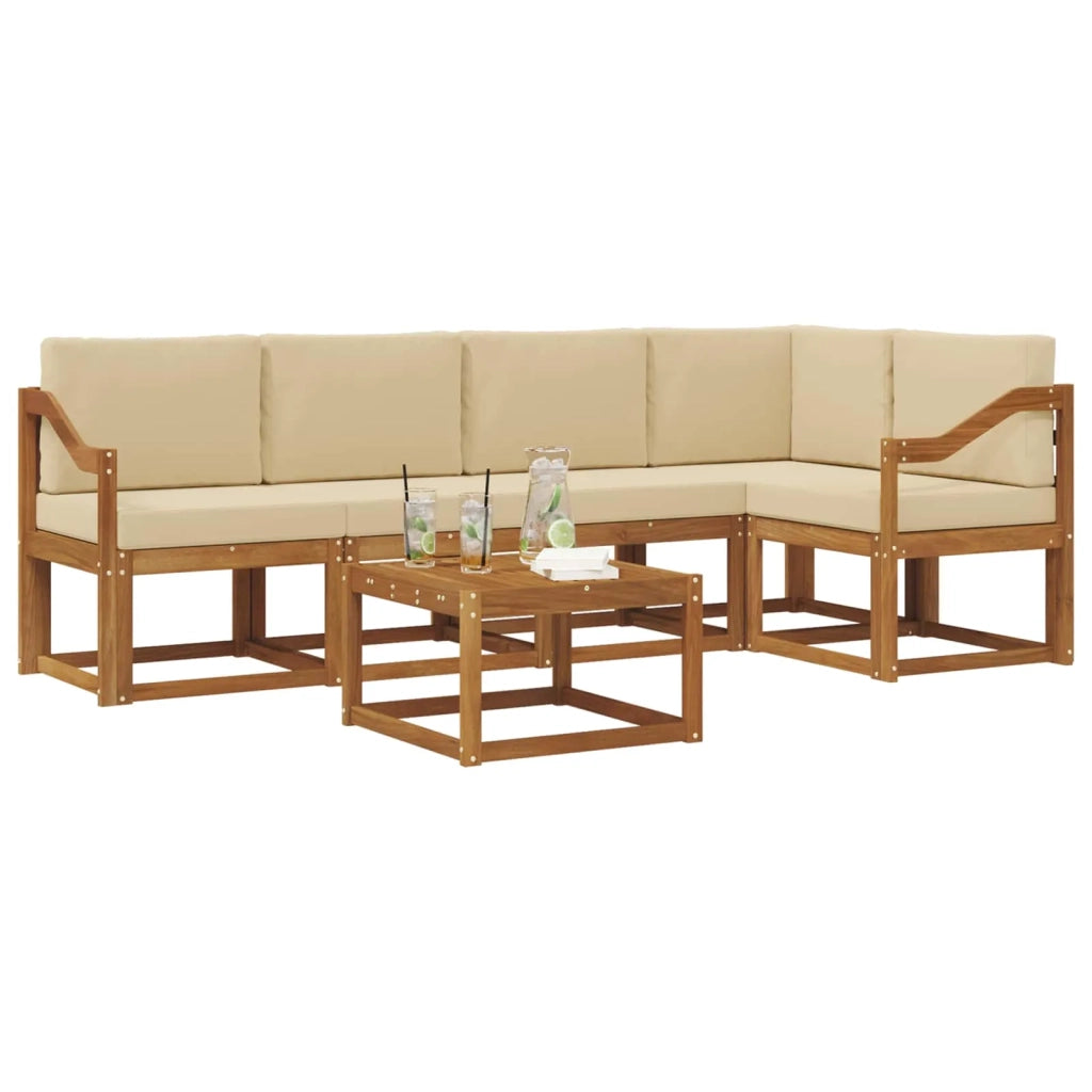 Set di divani da esterno con cuscino 6 pcs Naturale e Beige