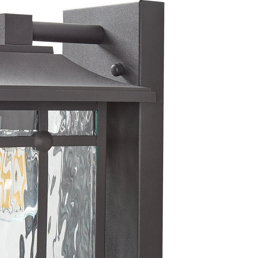 Lampada da parete esterna in metallo nero e vetro con sensore di movimento 30 cm esterno giardino stile retrò