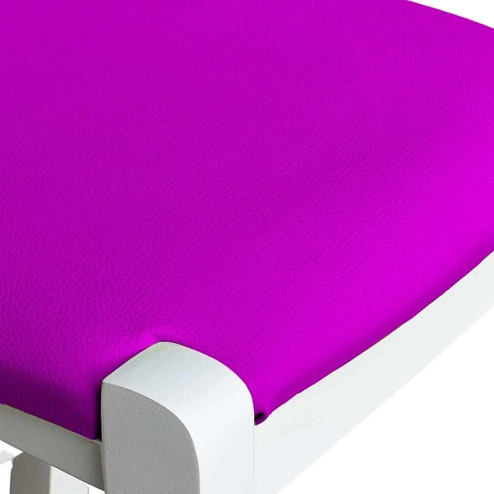 Sgabello legno bianco sedile in similpelle lilla h 67 cm da terra alla seduta