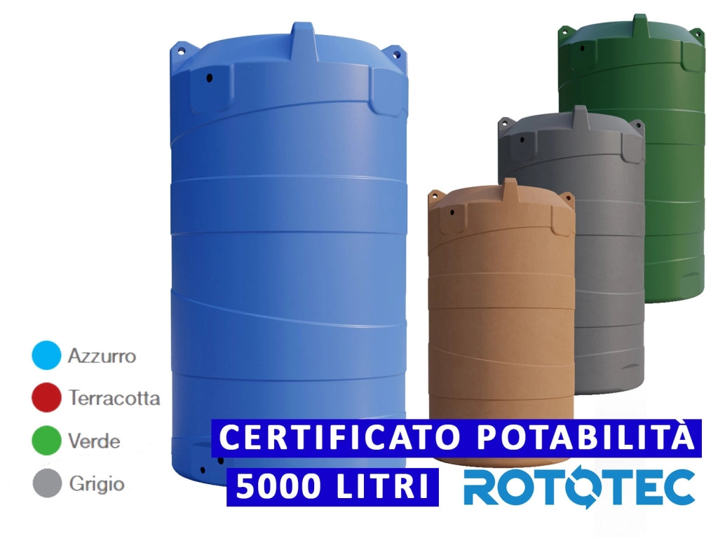 Serbatoio Da Esterno Rototec VERTICALE 5000 LT Polietilene Stoccaggio Acqua VERTIGO