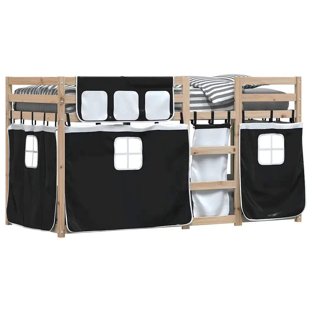 Letto a Castello senza Materasso Bianco e Nero 90x190cm in Pino 3283904