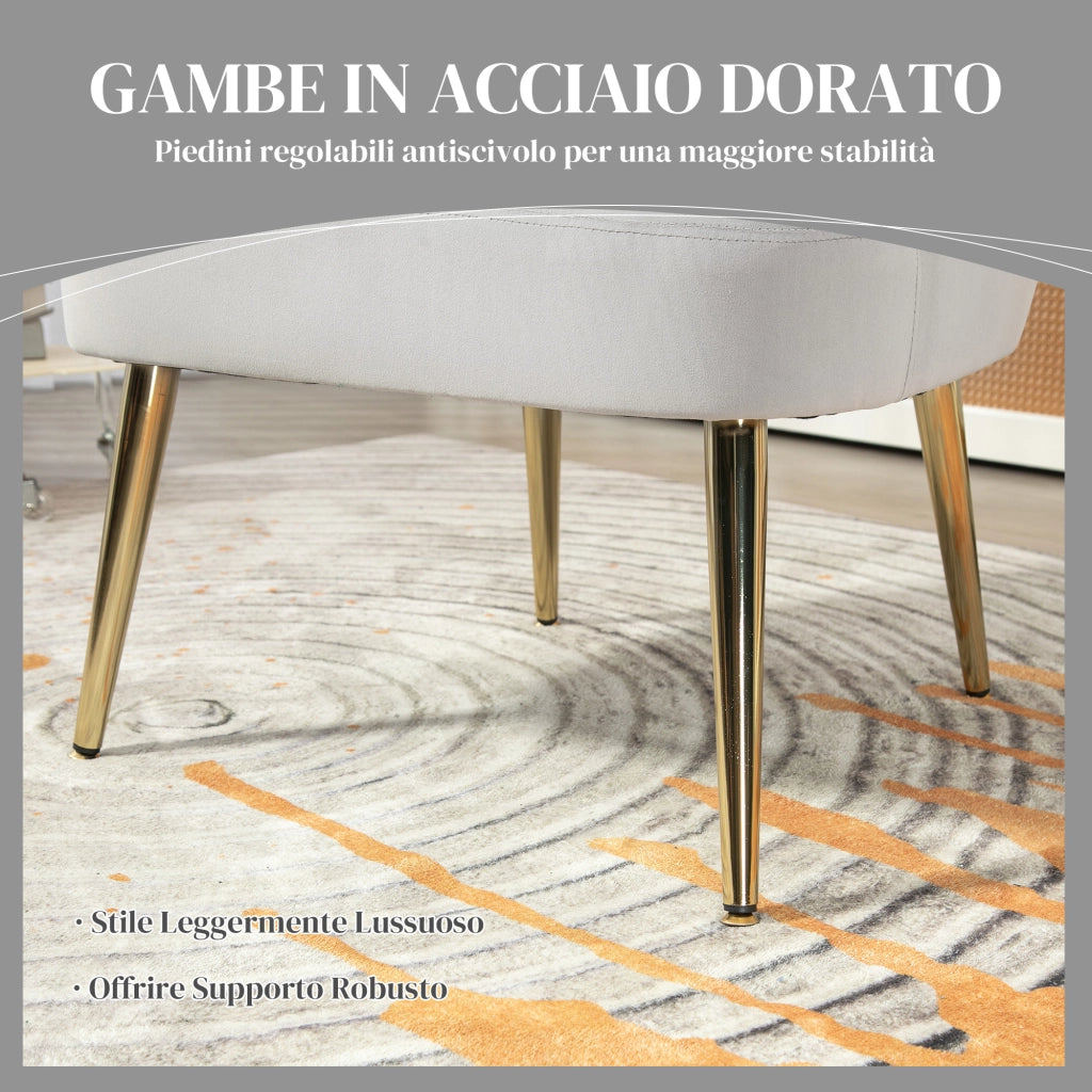Poltrona Imbottita in Velluto con Gambe Dorate ¨C Zephmum ¨C Grigio