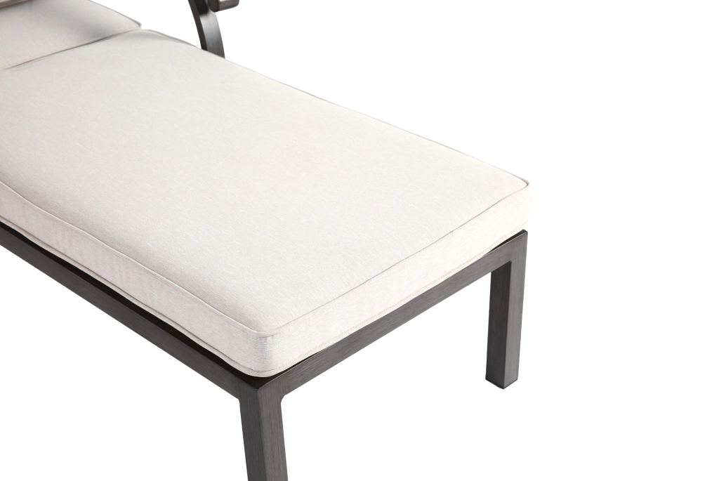 Chaise lounge da esterno reclinabile con cuscino; 204 x 58 x 100/30 cm; alluminio beige