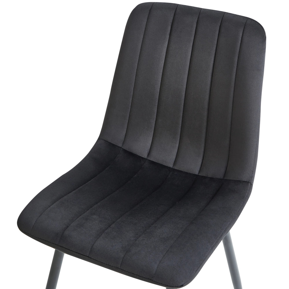 Set di 4 sedie da pranzo in velluto nero Gambe in ferro stile moderno