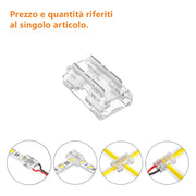 Alcapower Connettore Multifunzione per Strisce LED COB e SMD da 10mm, Tensione 3-24V DC, 5A Max, Ideale per Installazioni Professionali IP20