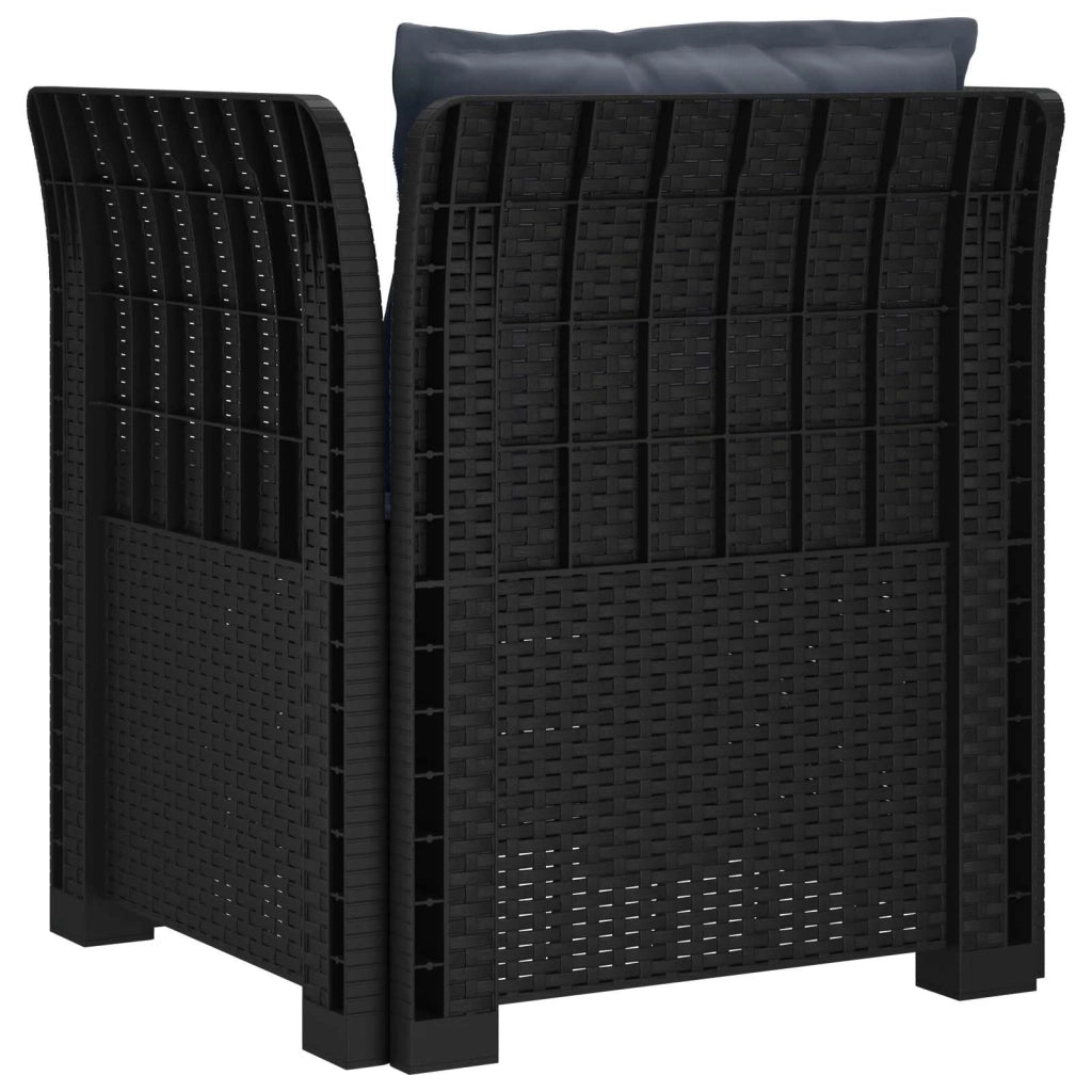 Poltrona a 1 Posto con Cuscini Aspetto Rattan PP Antracite 8011871