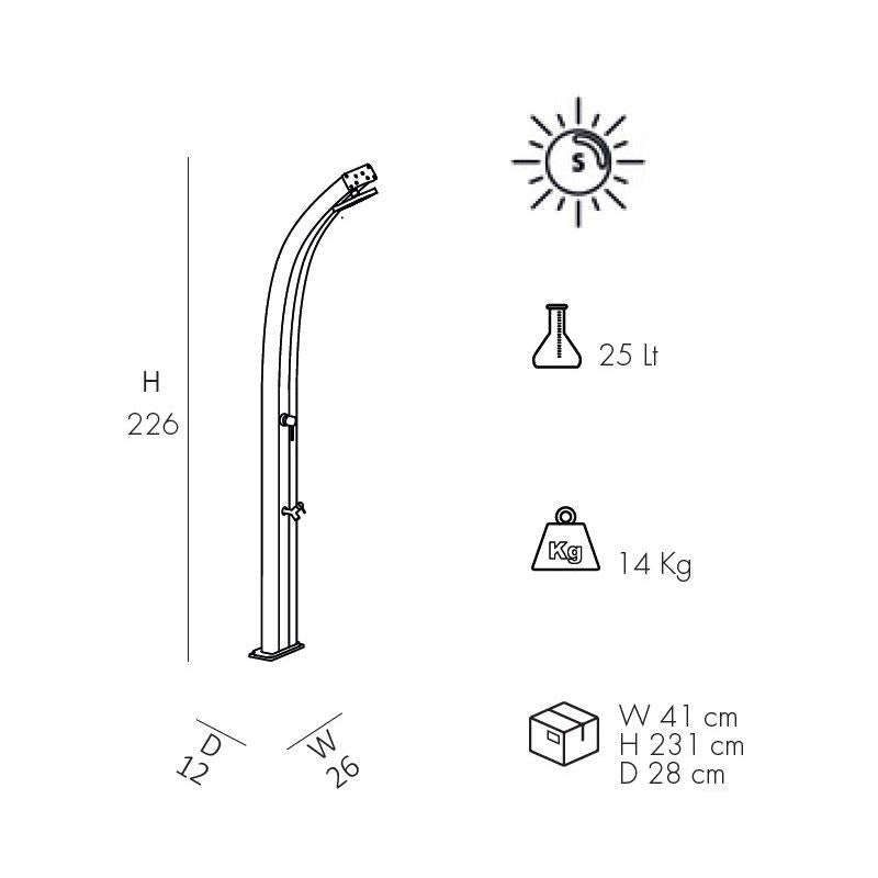 Doccia Solare Spring In Alluminio 30 Litri Con Lavapiedi Colore Verde Scuro Cv-A120/6016