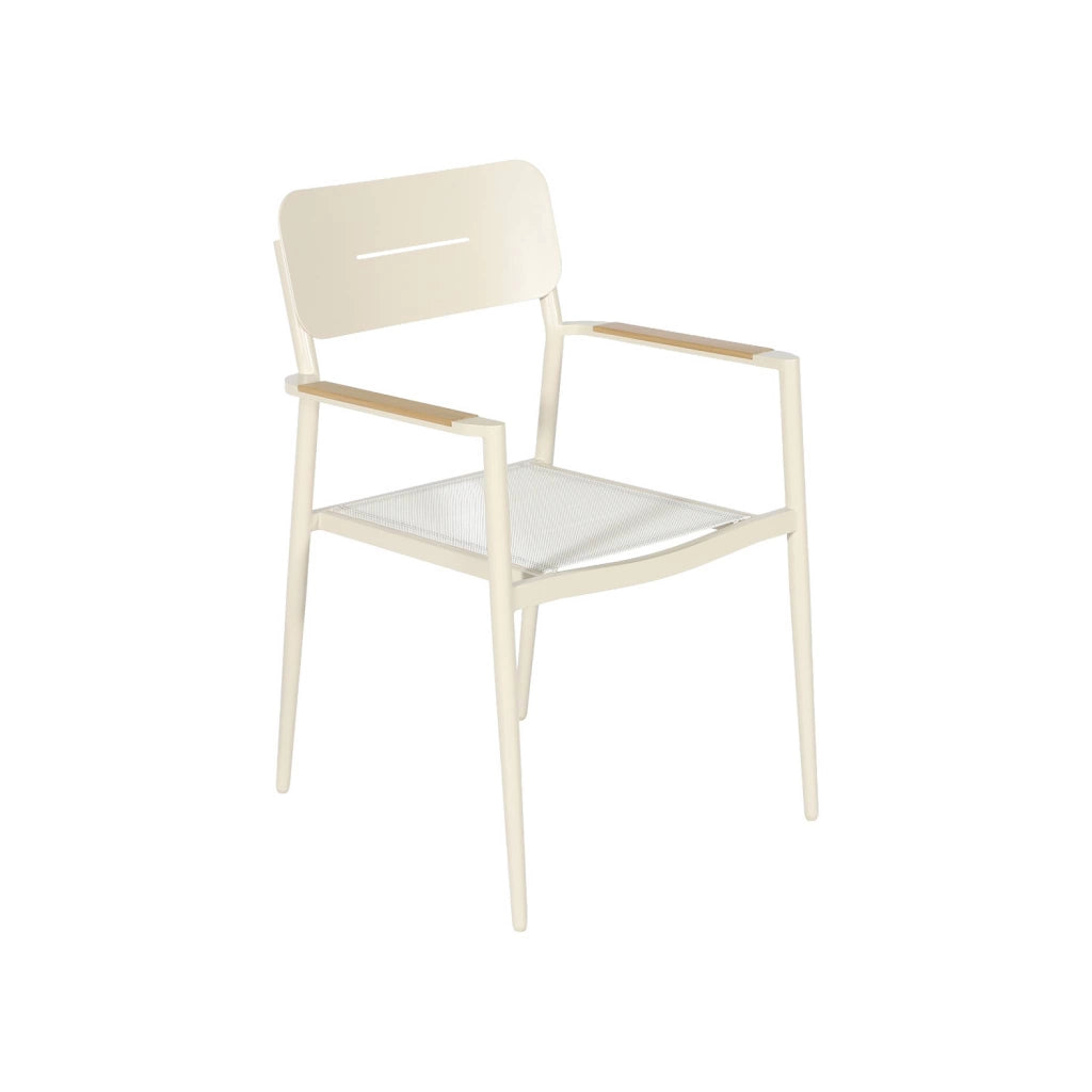 Set 4 sedie da giardino in alluminio e textilene, beige