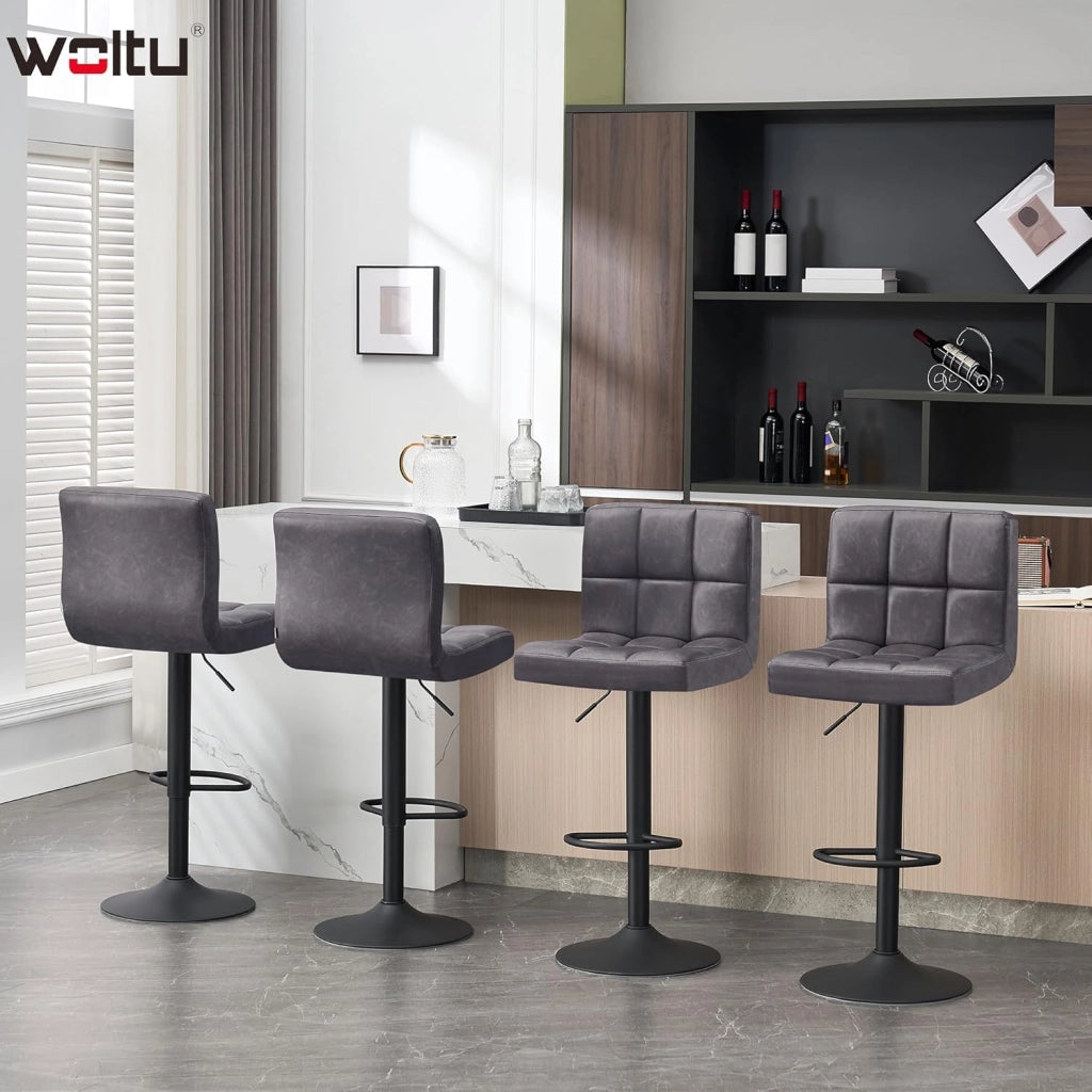 Pezzo Sgabello da Bar PU Vintage Sedia per Cucina Girevole Antracite