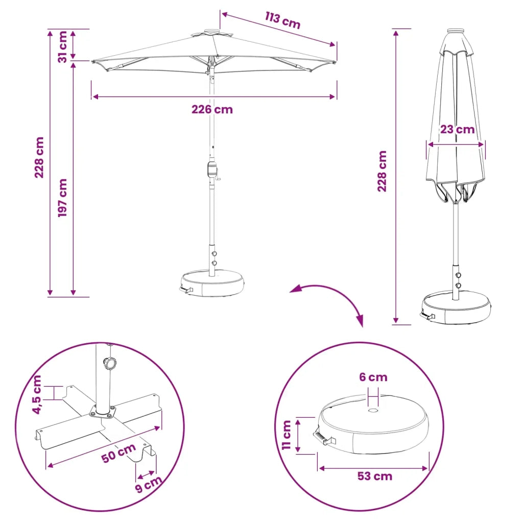 Parasol da Giardino con Luci LED 230 x 230 cm Poliestere 42036256
