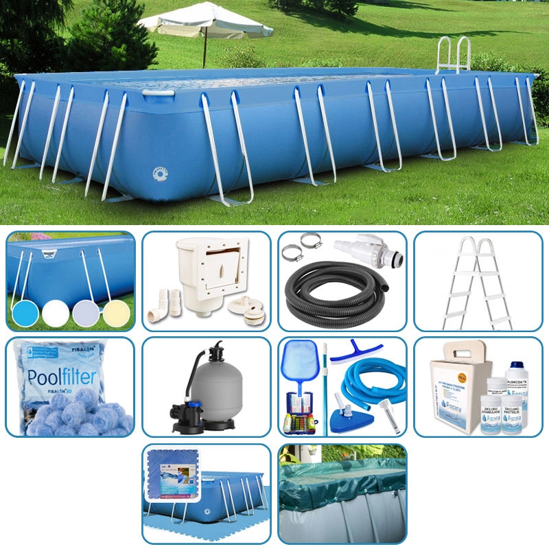 Piscina Fuori Terra Italika® Soft Rettangolare 10,80 X 5,80 H.1,40 M - Kit Plus