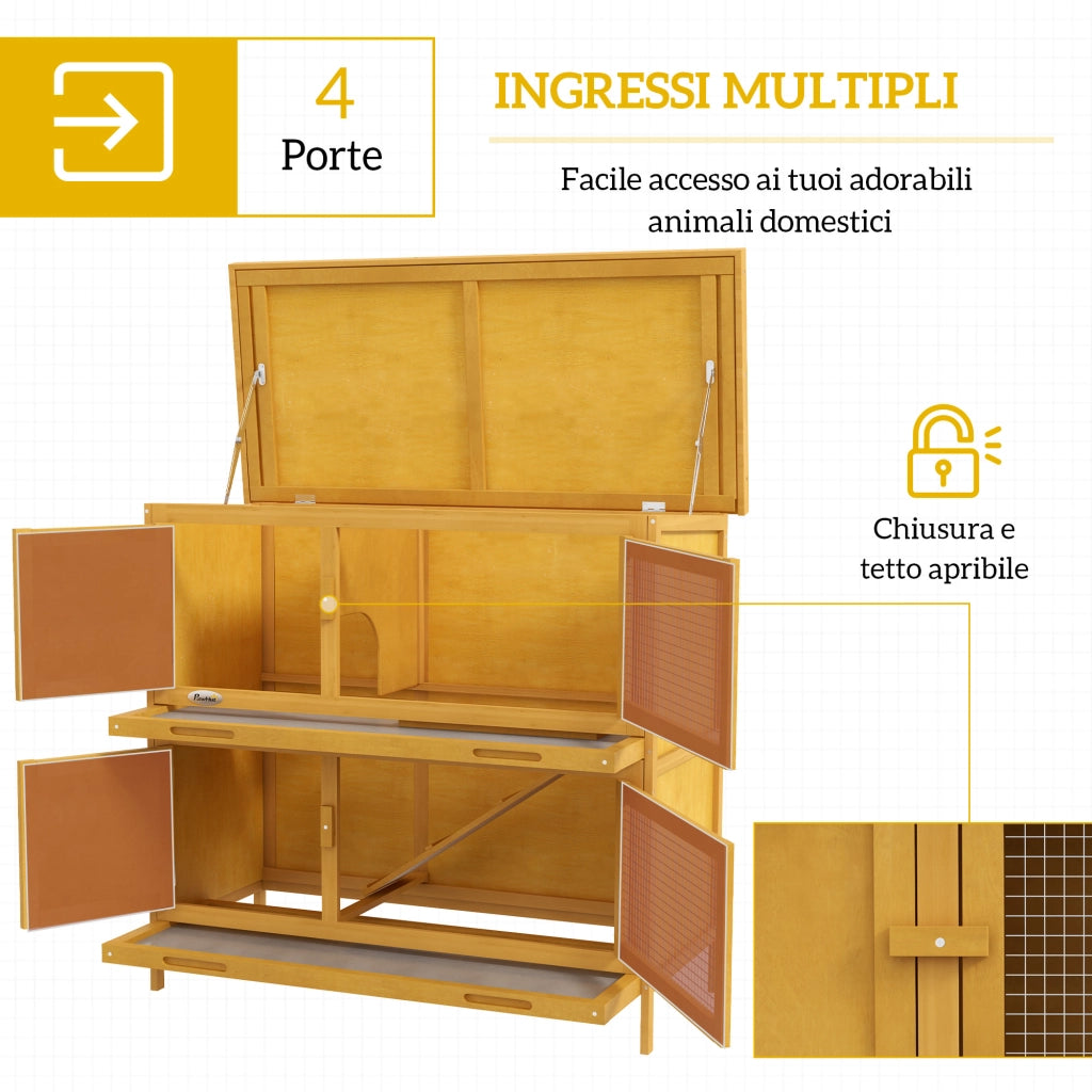 Armadio per conigli ¨C zephmum ¨C 97x44x91 cm, giallo, legno di abete