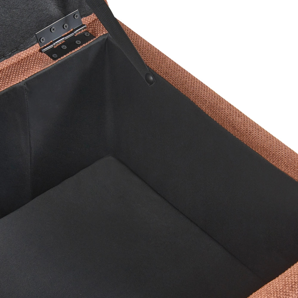 Pouf contenitore Marrone dorato Tessuto Finitura idrorepellente Poggiapiedi imbottito con contenitore Seduta per ingresso