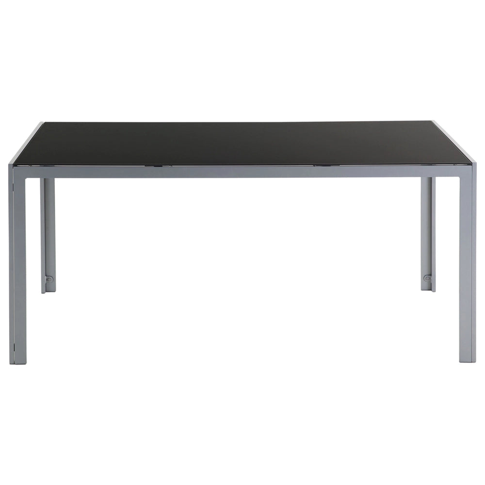 Set da pranzo da giardino in 7 pezzi Tavolo da pranzo in alluminio Nero con 6 sedie pieghevoli