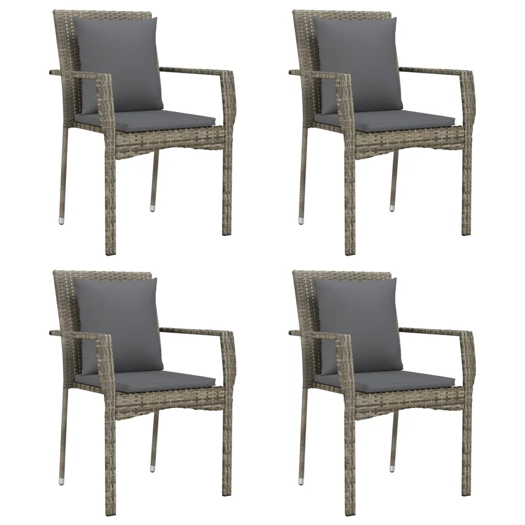 Sedie da Giardino con Cuscini 4 pz in Polyrattan Grigie 319880