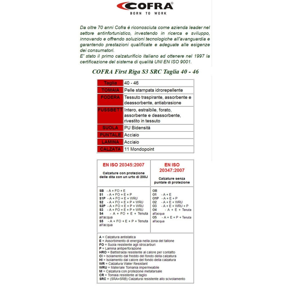 Trade Shop - Scarpe Antinfortunistiche Riga Alta In Pelle S3 Src Cofra Linea First Protettiva -    41