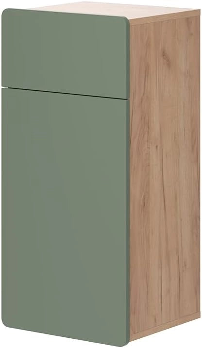 mobiletto bagno Izan, Goldkraft rovere/verde, 36.6 x 76.6 cm con cassetto e anta
