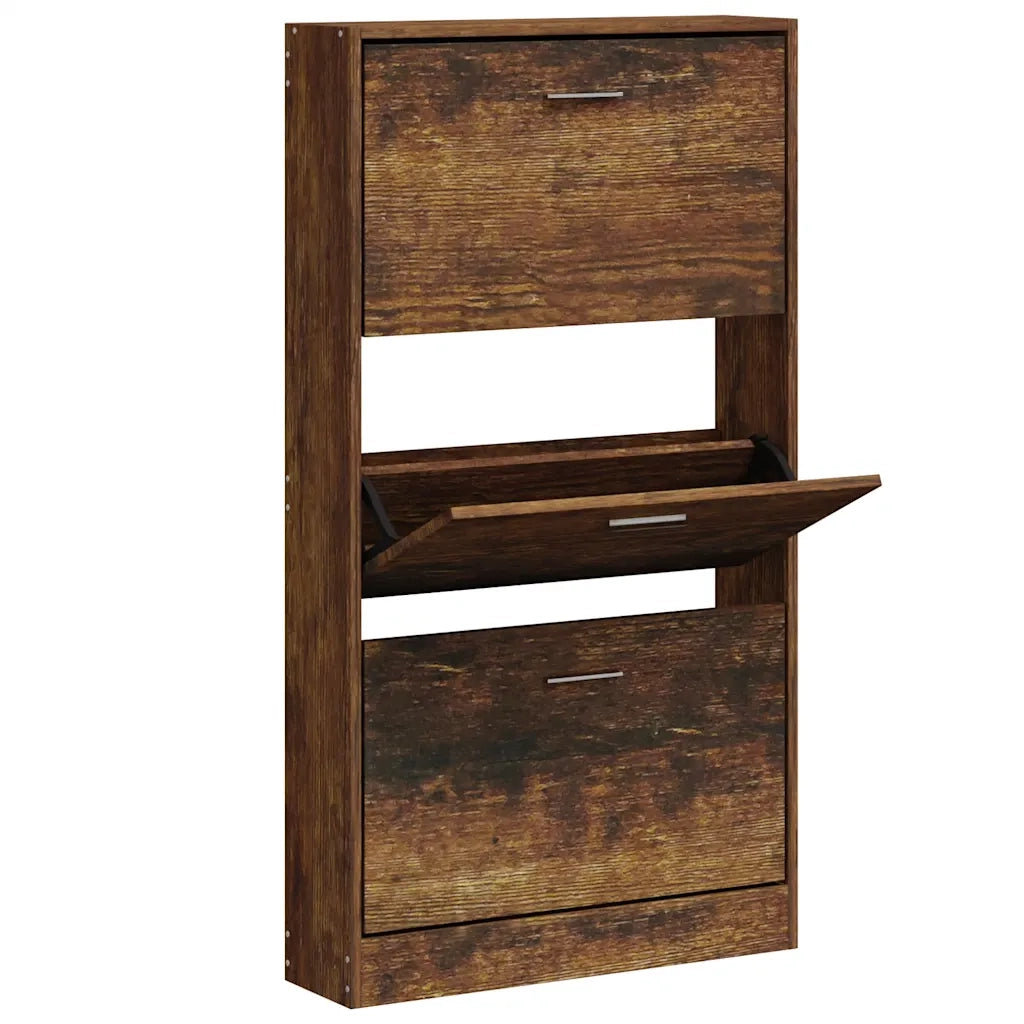 Scarpiera Rovere Fumo 59x17x108 cm in Legno Multistrato 342531