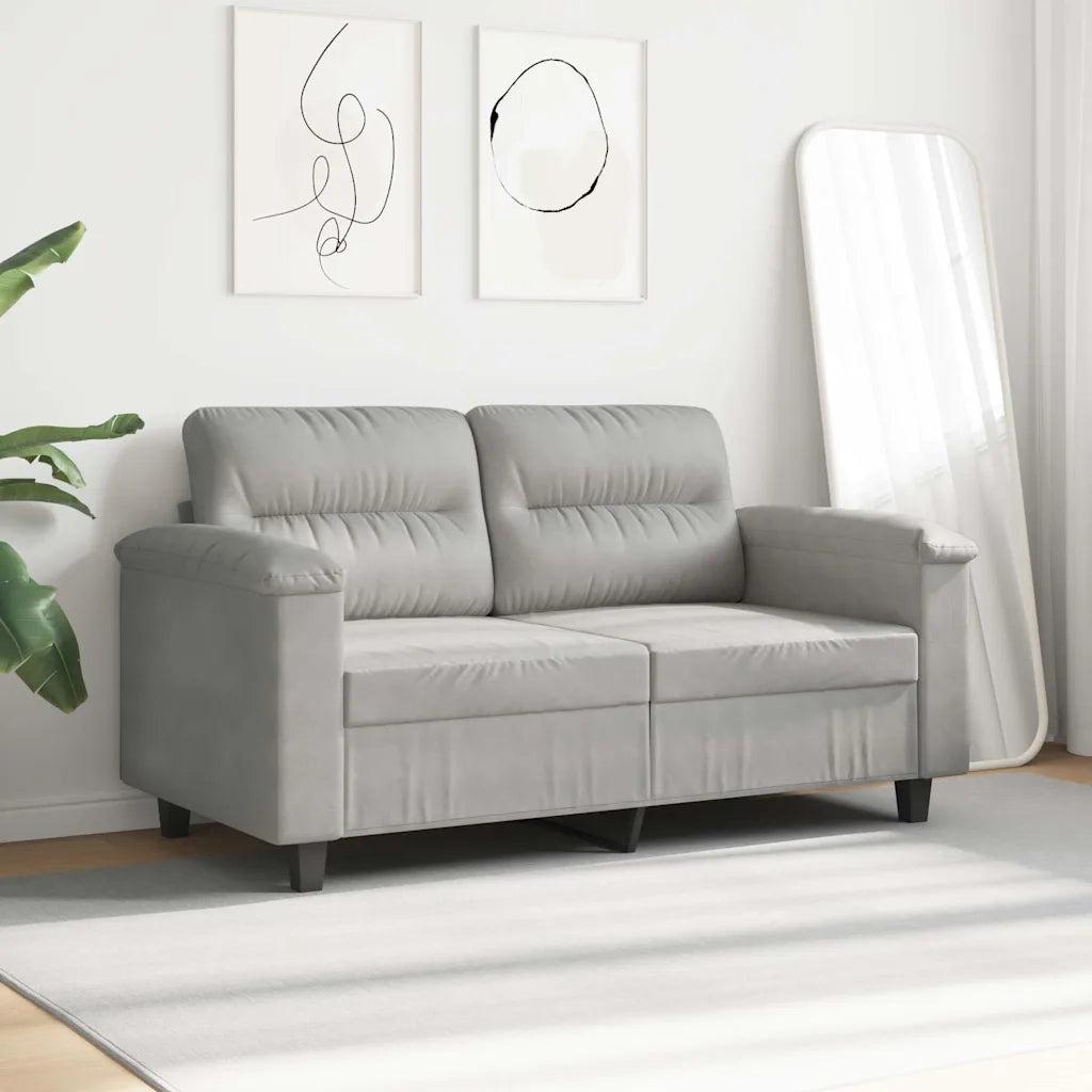 Divano a 2 Posti Grigio Chiaro 120 cm in Tessuto Microfibra 359556