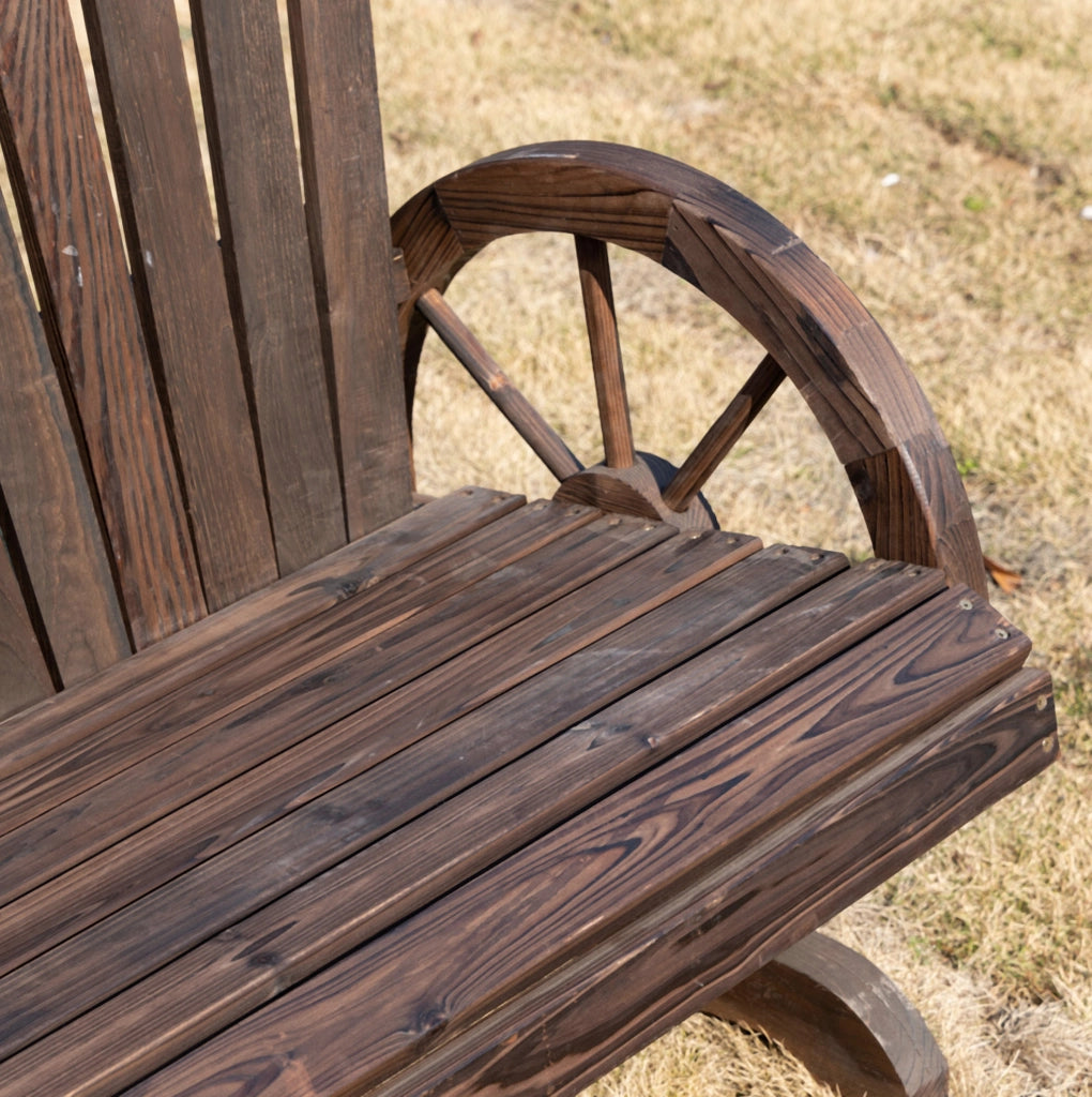 Panca da giardino rustica a 2 posti 108x66x95 cm in legno di abete; marrone scuro