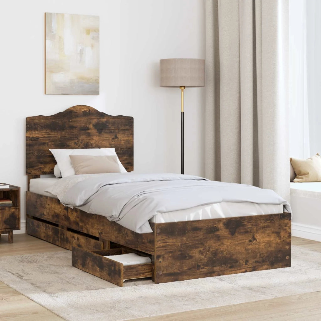 Struttura del letto con cassetto Quercia Affumicata 90 x 200 cm 3413454