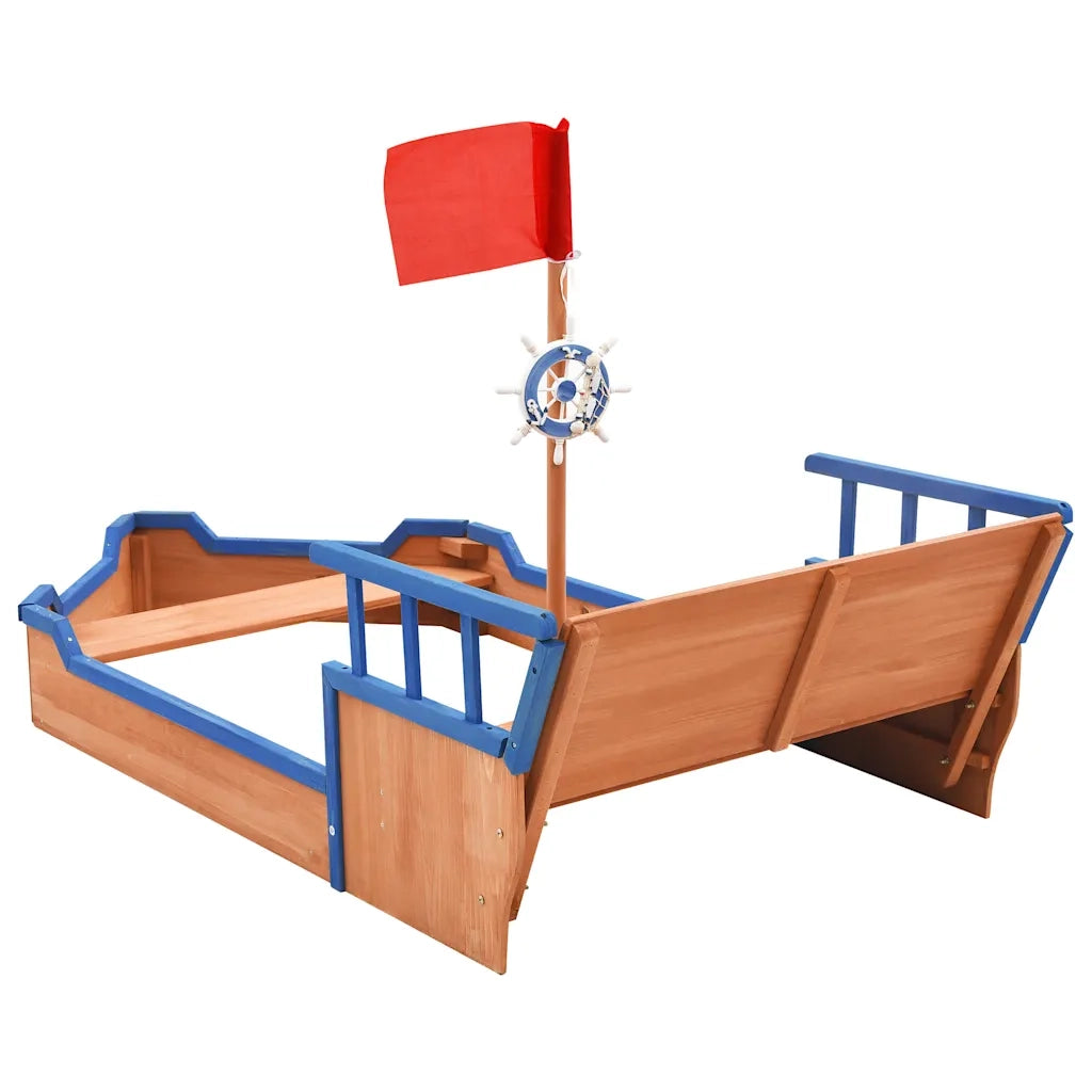 Sabbiera Nave dei Pirati in Legno di Abete 190x94,5x101 cm 92171