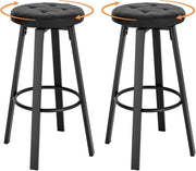 Set di 2 Sgabelli da Bar con 4 Gambe e Poggiapiedi, Sedie Alte da Cucina in Metallo e PU, con Seduta Rotonda Φ 35,5cm, Carico di 120kg, Antracite, BH330an-2