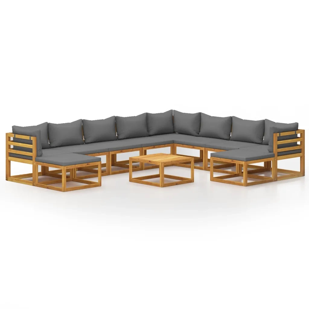 Set Divani da Giardino 11 pz con Cuscini in Massello di Acacia 3057617