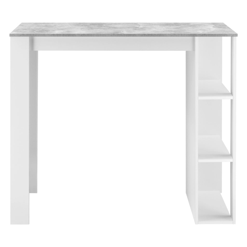 Tavolo Alto da Bar Danderyd Bancone a 3 Ripiani Laterali 120 x 60 x 106 cm - Bianco / Effetto Cemento [en.casa]
