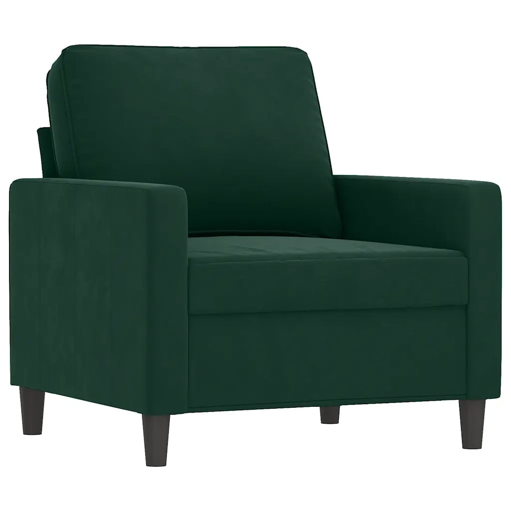 Set di Divani 3 pz con Cuscini Verde scuro in Velluto