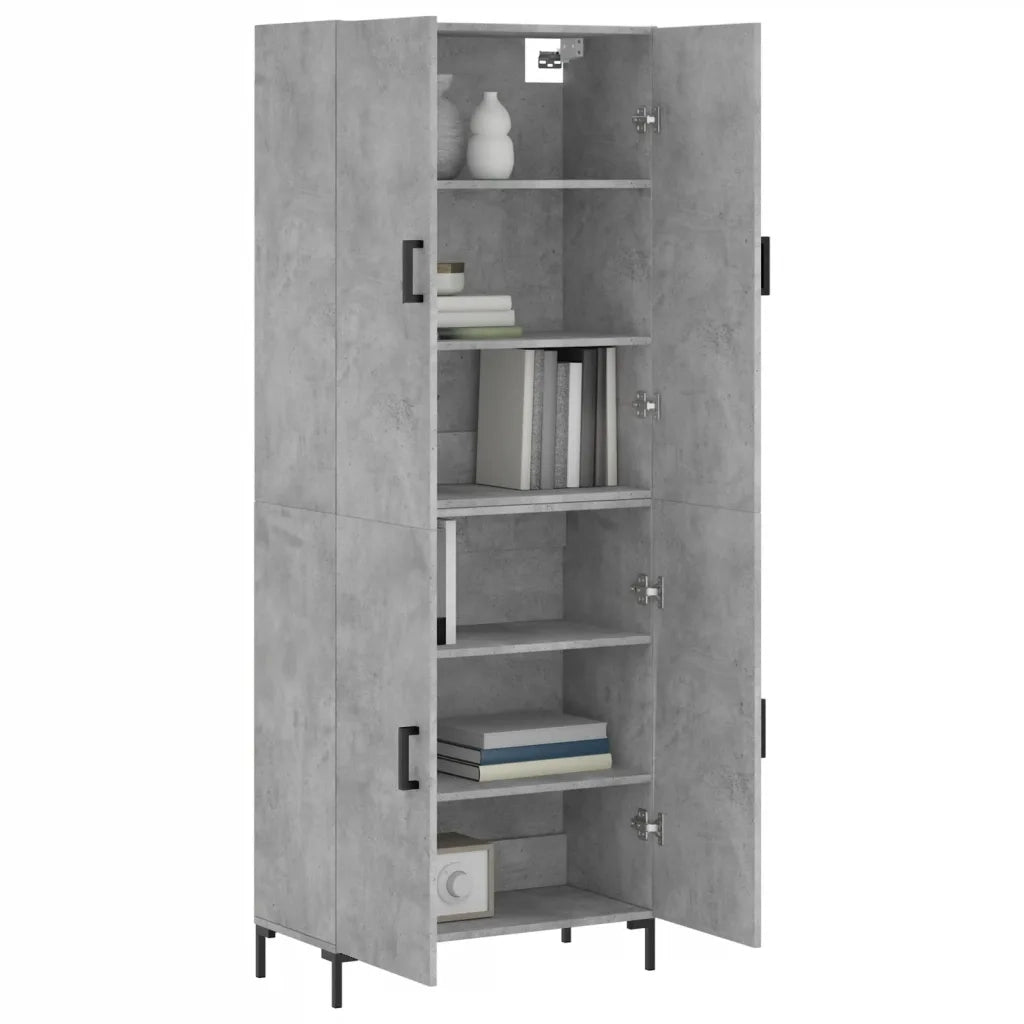 Credenza-Buffet-Armadio da cucina Grigio Cemento 69,5x34x180 cm in Legno Multistrato 334366